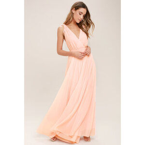 Lulus Dance The Night Away Blush Pink Backless Maxi Dress - Size S